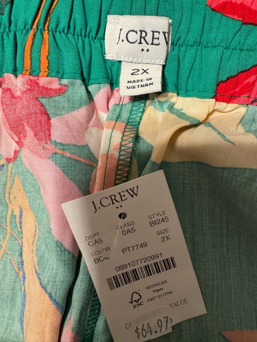 J. Crew Green Floral Faux Wrap Tie-Waist Midi Skirt - Picture 8 of 9